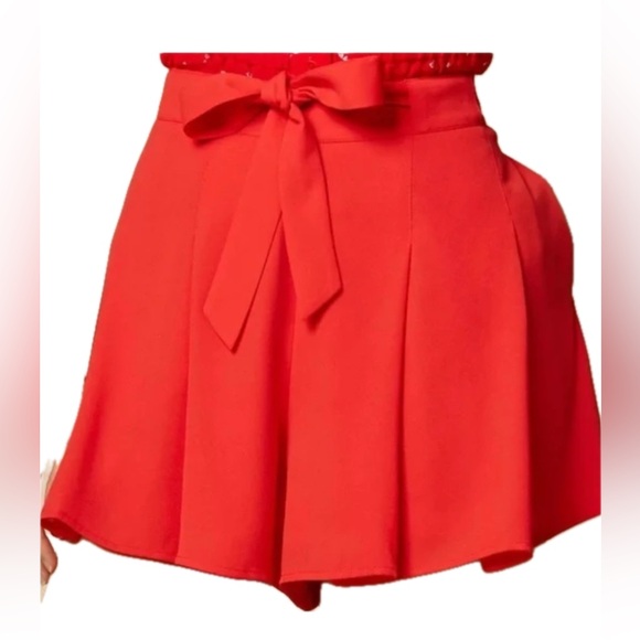Sunday Best Westley Belted Red Pleated Lined Short with Pockets . - Picture 1 of 8